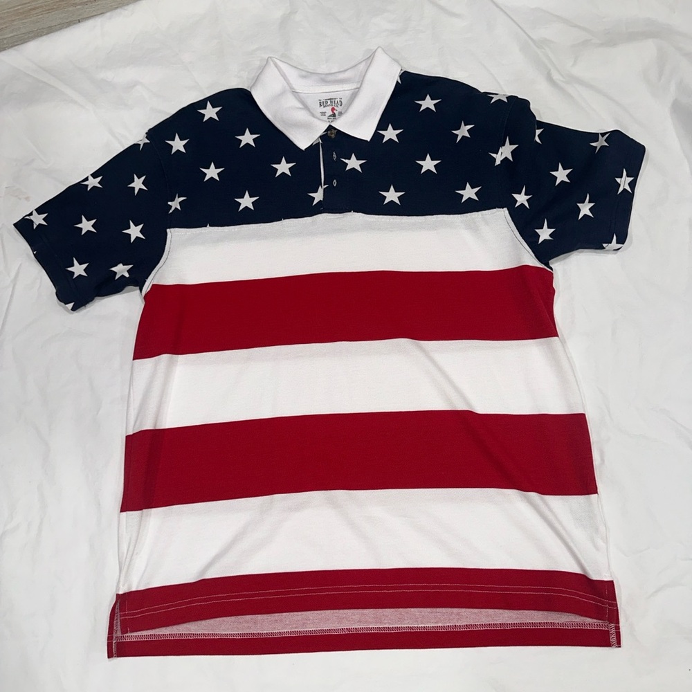 RedHead Red and White Patriotic Polo Shirt